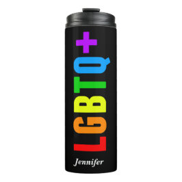 LGBTQ Plus Rainbow Gay Pride Akronym Monogramm Thermosbecher