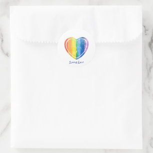 LGBTQ Pride Artistic Pastel Rainbow Heart Runder Aufkleber