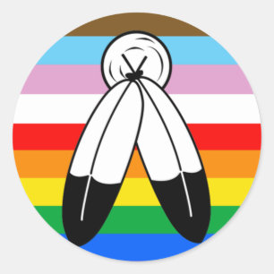 LGBTQ+-Pride-Flag mit zwei Geistern Runder Aufkleber