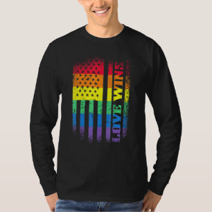 Lgbtq Pride Gay Equality Rainbow American Flag Lov T-Shirt