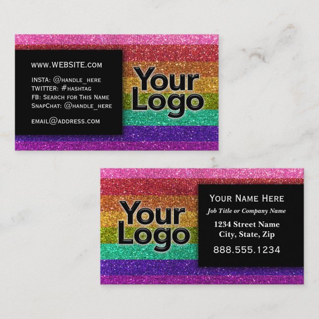 LGBTQ Pride Glitzer Rainbow Make-Up Artist Logo Visitenkarte (Vorne/Hinten)