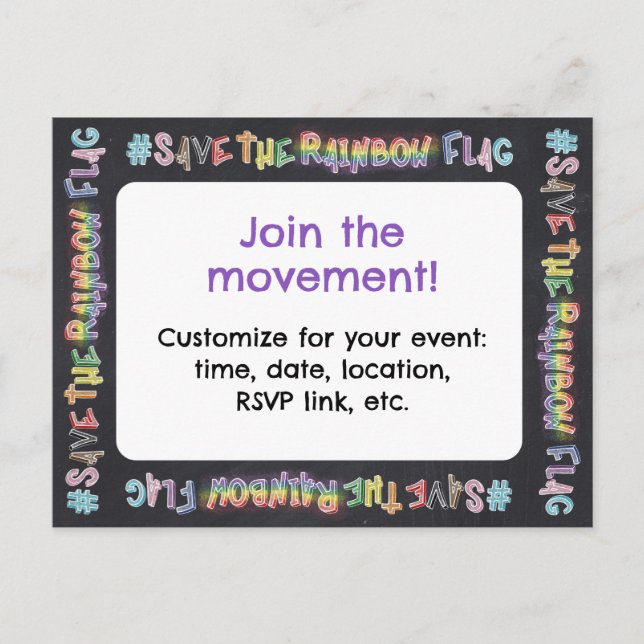 LGBTQ+ Pride Kundgebung Einladung #SaveTheRainbowF Postkarte (Vorderseite)