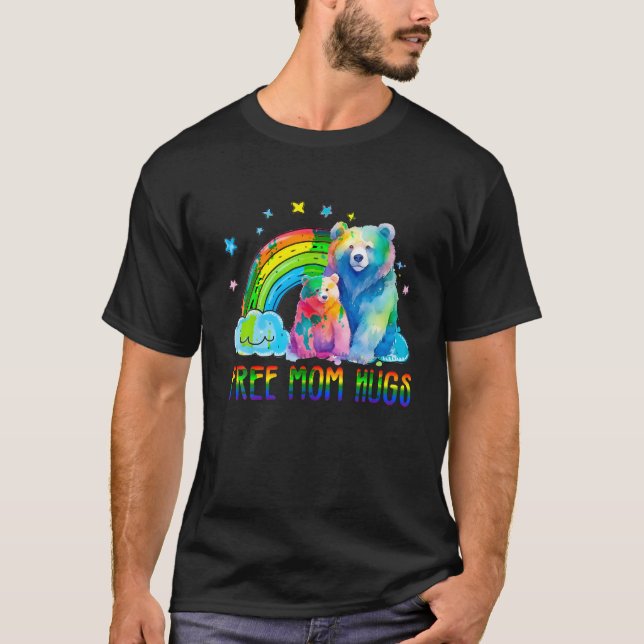 LGBTQ Pride Mama Bear Free Mama Hugs Gay Pride Rai T-Shirt (Vorderseite)