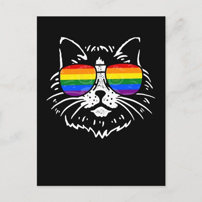 LGBTQ Pride Rainbow Colorful Sunglasses Cat Lover Postkarte (Vorderseite)