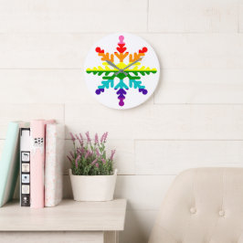 LGBTQ Pride Rainbow Farbenfrohe Weihnachtsschneefl Große Wanduhr