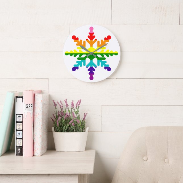 LGBTQ Pride Rainbow Farbenfrohe Weihnachtsschneefl Große Wanduhr (Lesesaal)