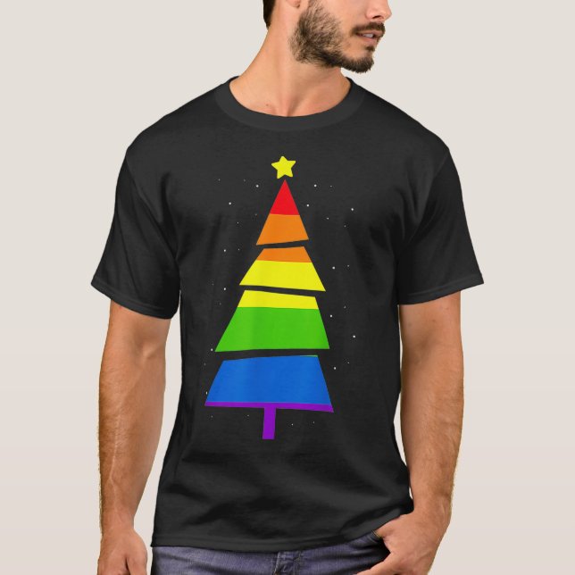 LGBTQ Pride Rainbow Flag Gay Christmas Tree XMas G T-Shirt (Vorderseite)