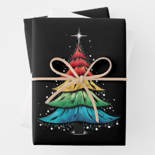 LGBTQ Pride Rainbow Flag Gay Christmas Trees Gesch Geschenkpapier Set