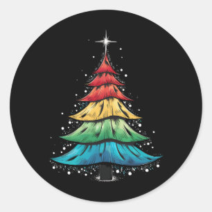 LGBTQ Pride Rainbow Flag Gay Christmas Trees Gesch Runder Aufkleber