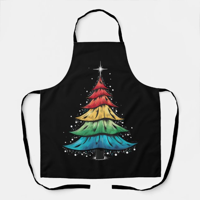 LGBTQ Pride Rainbow Flag Gay Christmas Trees Gesch Schürze (Vorderseite)