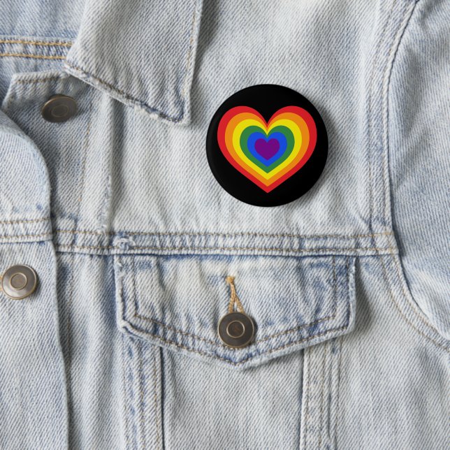 LGBTQ Pride Rainbow Heart on Black Button (Beispiel)