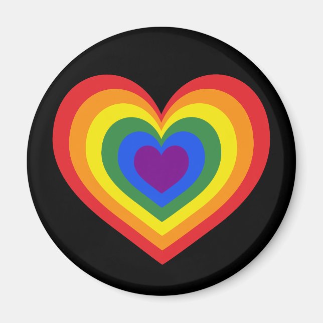 LGBTQ Pride Rainbow Heart on Black Magnet (Vorne)