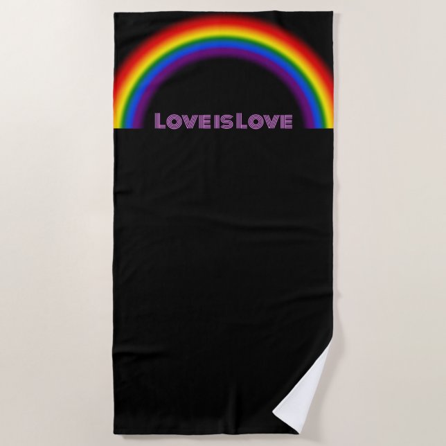 LGBTQ Pride Rainbow mit benutzerdefinierter Text-L Strandtuch (Vorderseite)