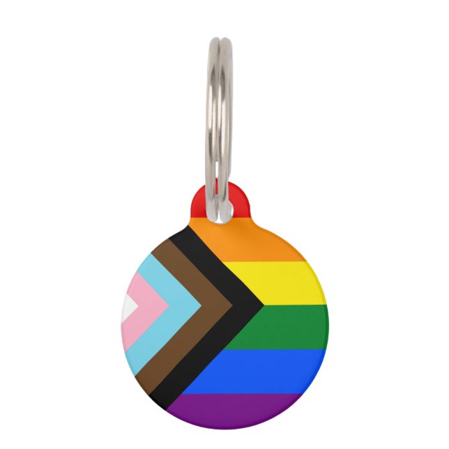 LGBTQ & Pride - Rainbow Progress Flag / Herz Haustiermarke (Vorderseite)