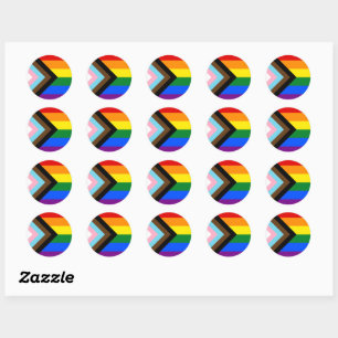 LGBTQ & Pride - Regenbogen-Fortschrittsflagge Runder Aufkleber