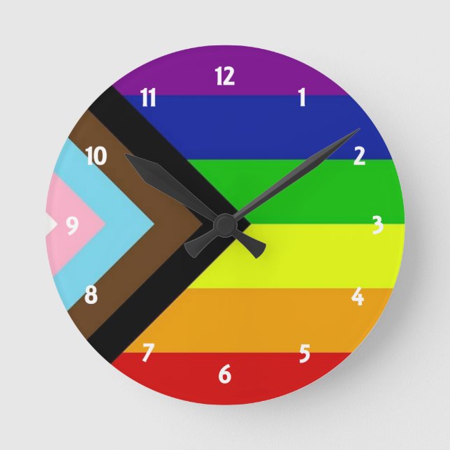 LGBTQ+ Pride Runde Wanduhr (Vorderseite)