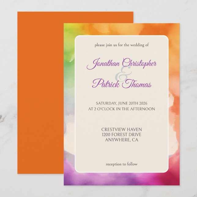 LGBTQ Pride Wedding Liebe ist Liebe Rainbow Ankündigung (Vorne/Hinten)