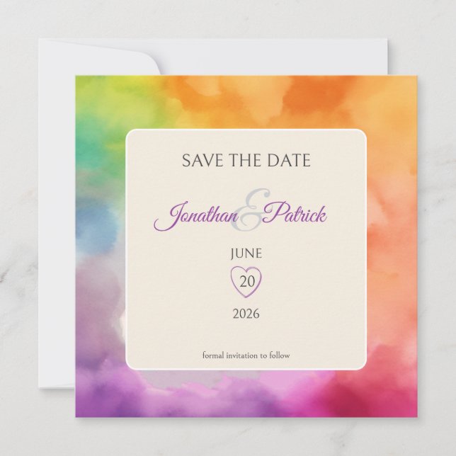 LGBTQ Pride Wedding Liebe ist Liebe Rainbow Save The Date (Vorderseite)