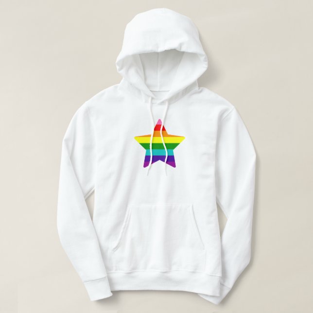 LGBTQ Prix Flag Rainbow Christmas Star Hoodie (Design vorne)
