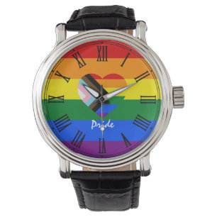 LGBTQ & Prix Progress Flag / Regenbogenüberwachung Armbanduhr