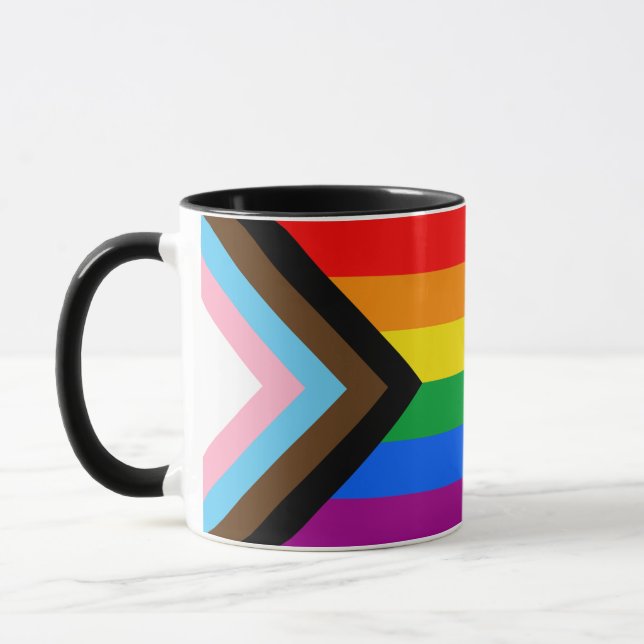 LGBTQ+ Progress-Flag-Tasse für Kaffee Tasse (Links)