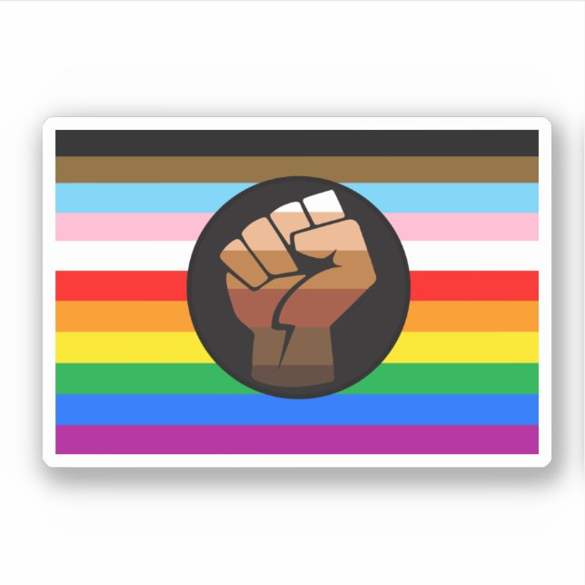 LGBTQ+ PROGRESS POC-Prix-Flag Aufkleber (Vorderseite)
