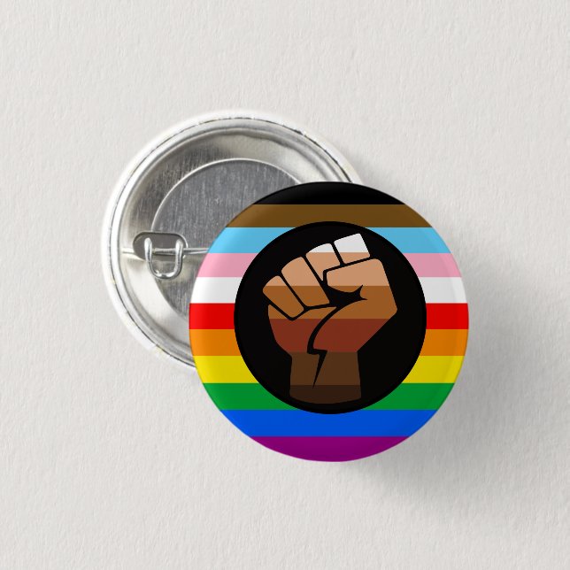LGBTQ+ PROGRESS POC-Prix-Flag Button (Vorne & Hinten)