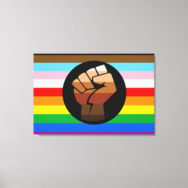 LGBTQ+ PROGRESS POC-Prix-Flag Leinwanddruck (Vorderseite)