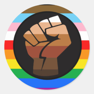 LGBTQ+ PROGRESS POC-Prix-Flag Runder Aufkleber