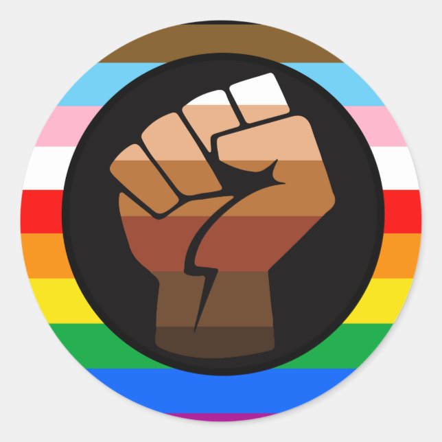 LGBTQ+ PROGRESS POC-Prix-Flag Runder Aufkleber (Vorderseite)