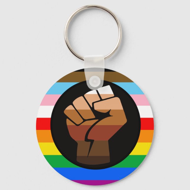 LGBTQ+ PROGRESS POC-Prix-Flag Schlüsselanhänger (Vorderseite)