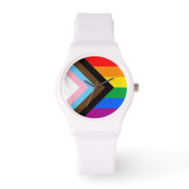 LGBTQ+ Progress Pride Armbanduhr (Vorderseite)