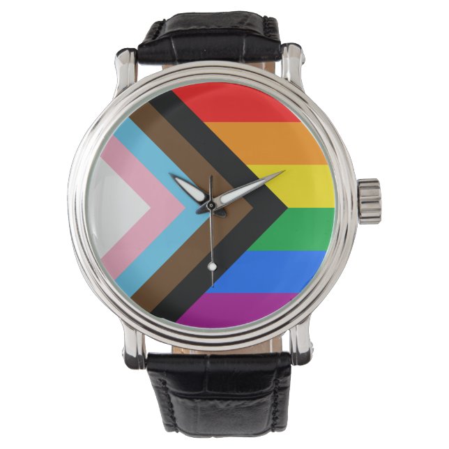 LGBTQ+ Progress Pride Armbanduhr (Vorderseite)