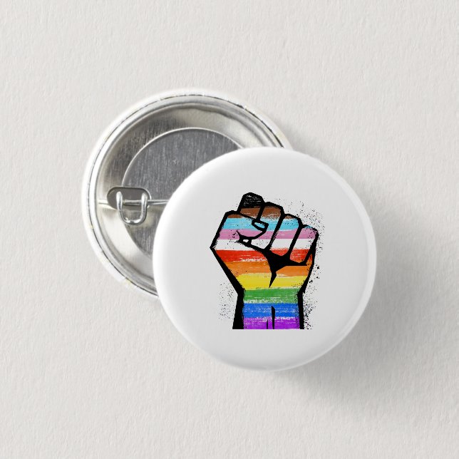 LGBTQ PROGRESS PRIDE FAUST BUTTON (Vorne & Hinten)