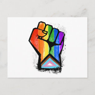 LGBTQ PROGRESS PRIDE FAUST POSTKARTE