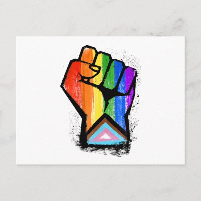 LGBTQ PROGRESS PRIDE FAUST POSTKARTE (Vorderseite)