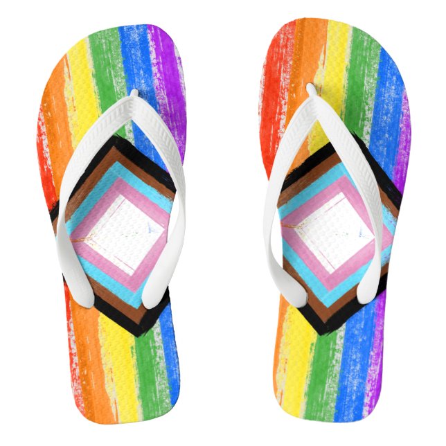 LGBTQ+-Progress-Pride-High-Top-Sneakers Flip Flops (Fußbett)