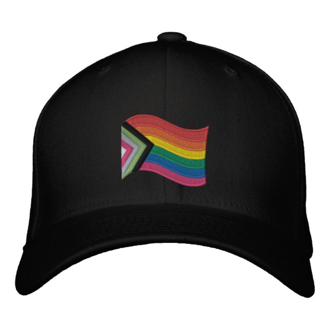 LGBTQ+ Progress Prilag Flag bestickt Baseball Ca Bestickte Baseballkappe (Vorderseite)