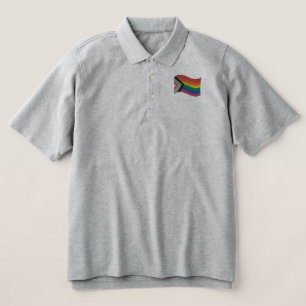 LGBTQ+ Progress Prilag-Flag besticktes Polo-Shirt
