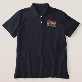 LGBTQ+ Progress Prilag-Flag besticktes Polo-Shirt