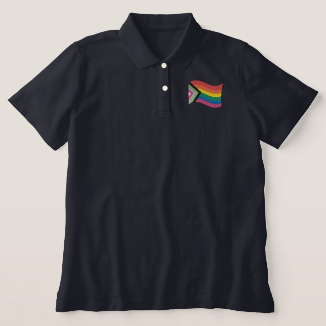 LGBTQ+ Progress Prilag-Flag besticktes Polo-Shirt (Design Vorderseite)