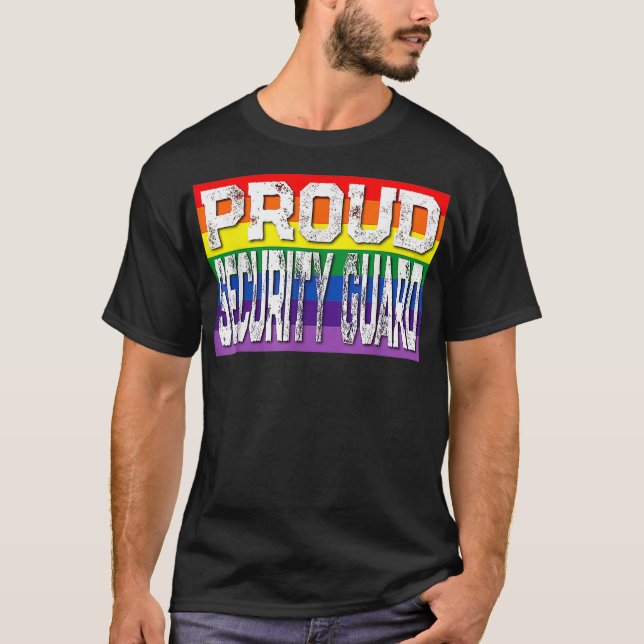 LGBTQ Proud Security Guard Gay Pride Rainbow  T-Shirt (Vorderseite)
