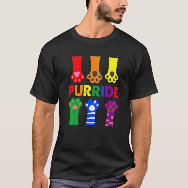 Lgbtq Purride Ally Gay Pride Regenbogenflagge Katz T-Shirt (Vorderseite)