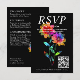 🌈 LGBTQ QR RSVP +Hochzeitsdetails Petals & Pride Begleitkarte