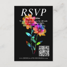 🌈 LGBTQ  QR RSVP +Wedding Details Petals & Pride  Begleitkarte
