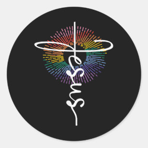 LGBTQ Queer Lesbisch Gay Pride Jesus Christlich Re Runder Aufkleber