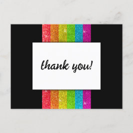 LGBTQ Rainbow Black Chic Modern Wedding Glitzer Postkarte