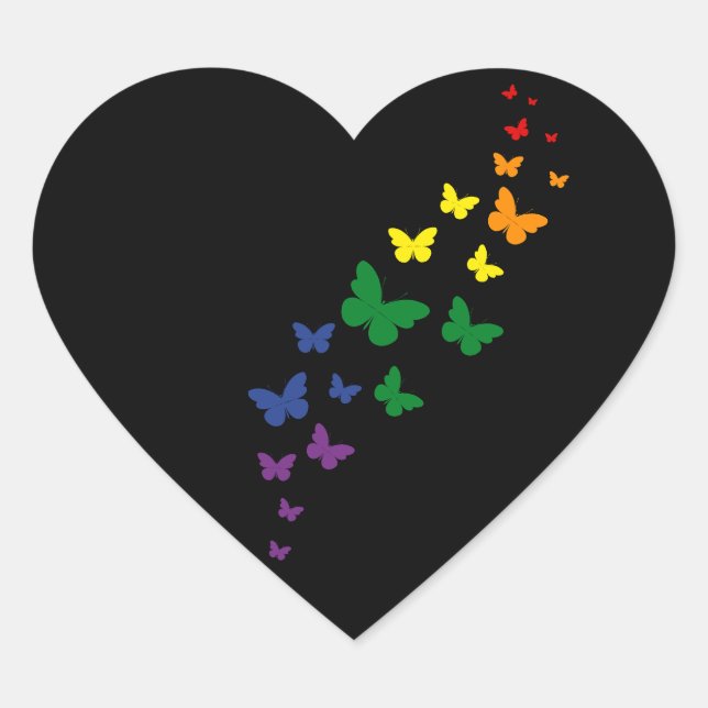 LGBTQ Rainbow Butterfly Trail Herz-Aufkleber (Vorderseite)