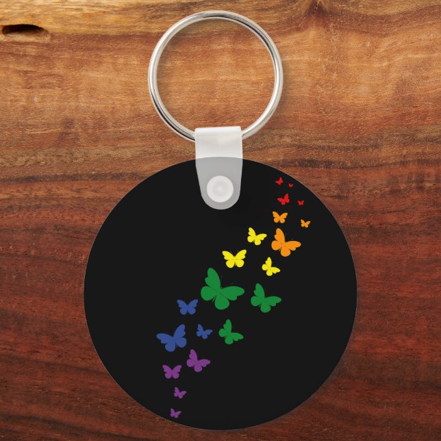 LGBTQ Rainbow Butterfly Trail Schlüsselanhänger (Vorderseite)