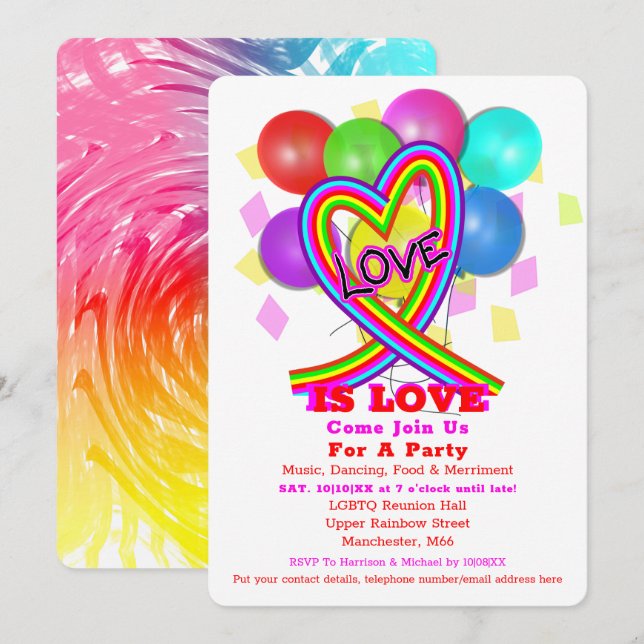  LGBTQ Rainbow Celebration Pride Party Invitation (Devant / Derrière)